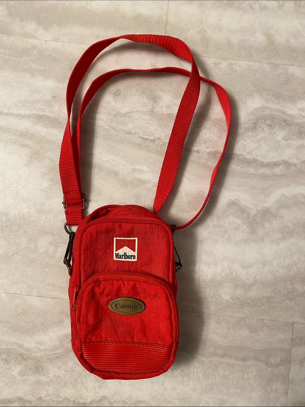 Vintage Marlboro & Cannon Red Compact Crossbody Bag